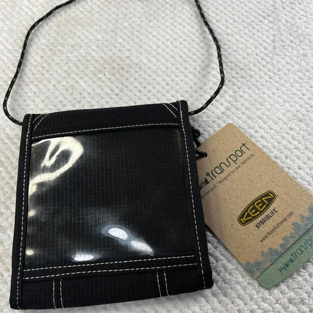 Keen Hybrid Transport Neck Wallet Black Canvas Travel Pouch ID Holder NWT